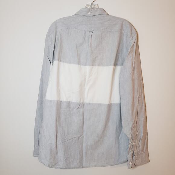 J. Crew Casual Rugby Buttondown Shirt Gray White Men's XL - Picture 4 of 9